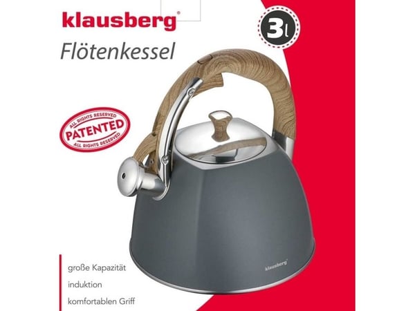 Vannkoker/tekjele 3 l tradisjonell, grå, Klausberg