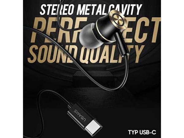 USAMS stereohörlurar EP-43 metall USB-C grön HSEP4302