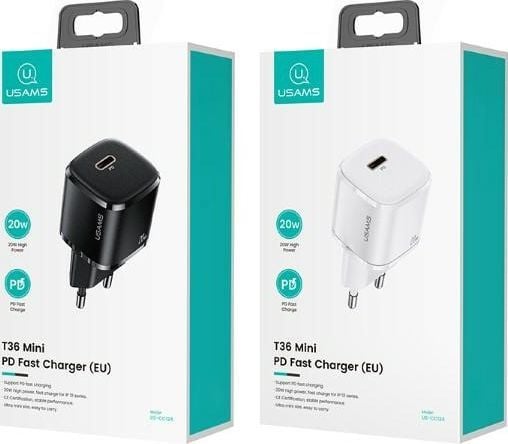 Usams T36 mini 20W 1xUSB-C PD 3.0 verkkolaturi ilman kaapelia - valkoinen