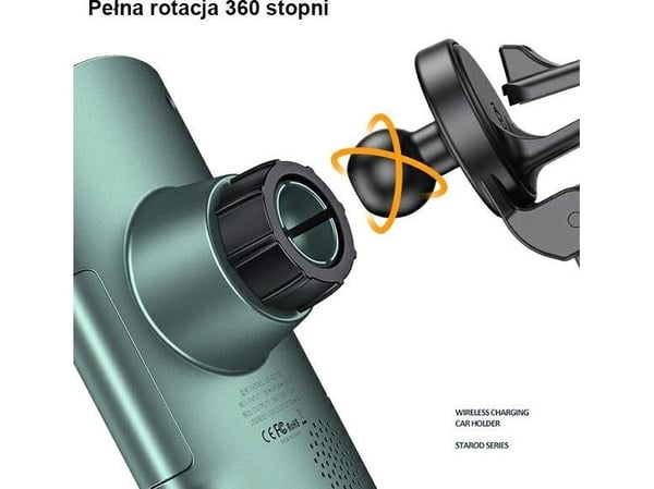 USAMS induktiv telefonhållare US-CD133 10W automatisk för bilgaller/grill grön Starod CD133ZJ02