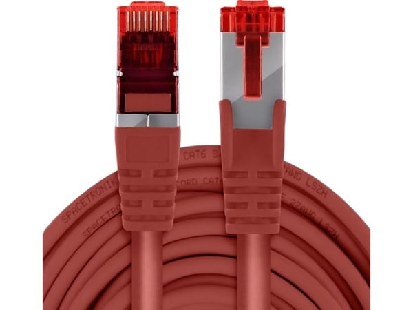 Spacetronik-kabel RJ45 CAT 6 S/FTP AWG27 LSZH rød 7,5 m