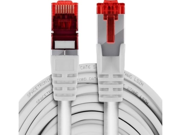 Spacetronik RJ45 CAT 6 S/FTP-kabel AWG27 LSZH hvit 10 m