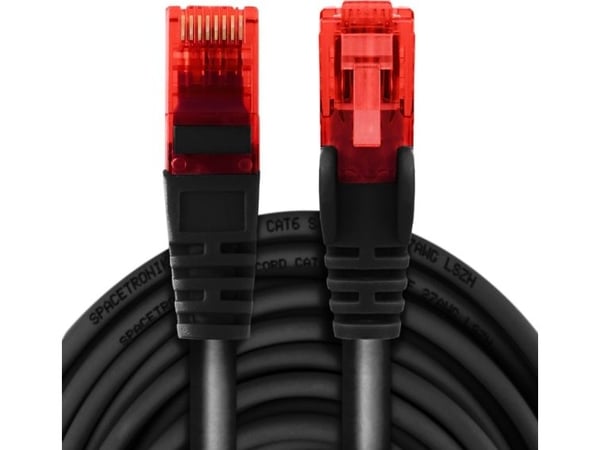 Spacetronik RJ45 CAT 6 U/UTP nettverkskabel AWG24 svart 10 m