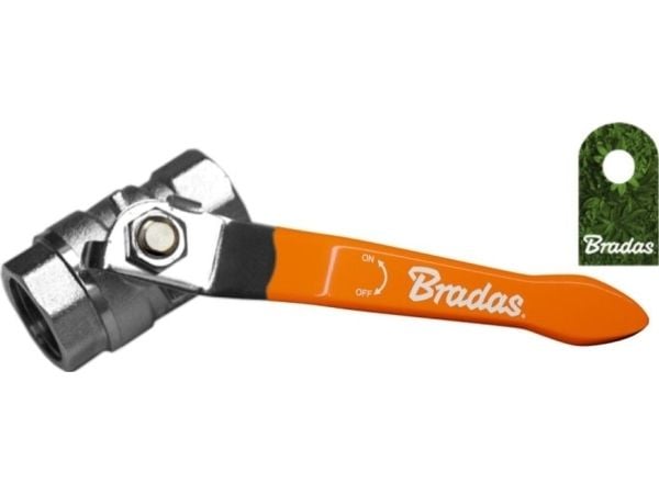 BRADAS kulventil 1" mässing/ nickelbelagd