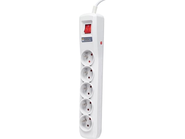 Libox LBR5-5 5-pistorasiapistorasia, 5m, valkoinen