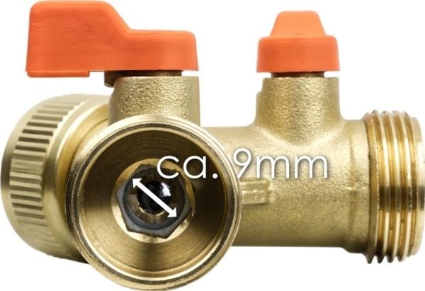 BRADAS T-stykke GW3/4" x 2 GZ3/4" kuleventiler