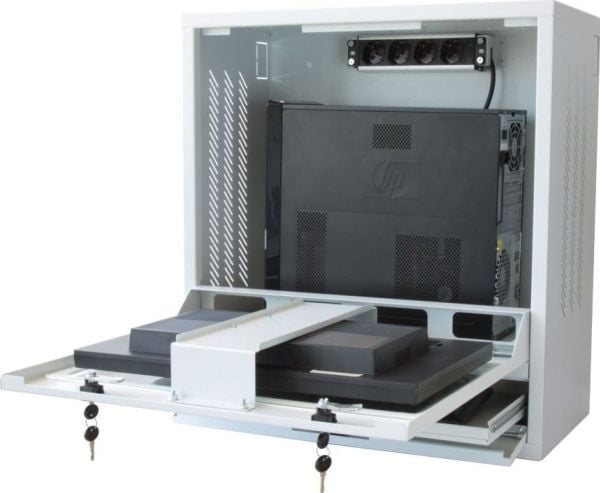 Techly ICRLIM10, Veggmonterbar hylle, 1U, 28,4 kg, Grå