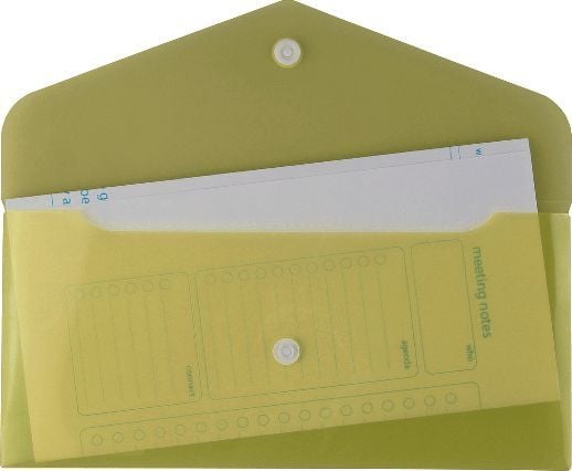 Biurfol konvoluttmappe med trykklås A4 PP transparent gul