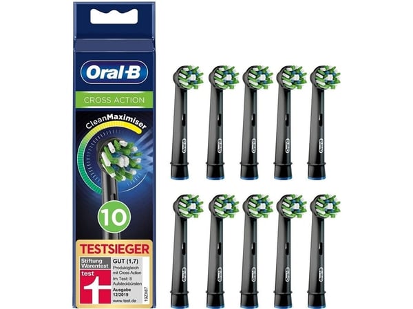 Oral-B CrossAction CleanMaximiser Svarte Tannbørstehoder - 10-pk.