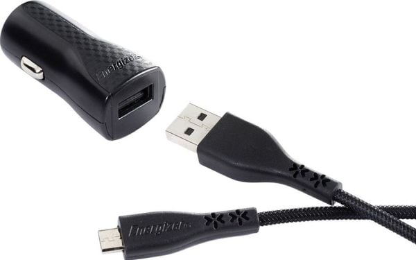 Energizer HardCase - USB-A 1A autolaturi + Micro USB-kaapeli (musta)