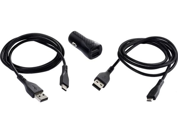 Energizer bil­lader Hardcase 2xUSB 2,4A med kabel USB-C og microUSB svart Lifetime