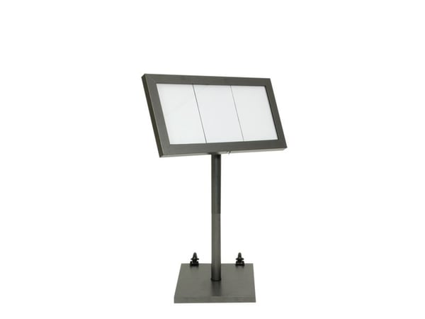 Securit® COATED STEEL LED Informationsdisplay 95 til 3xA4, sort - komplet kit