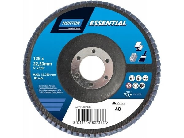 Norton Clipper Tarcza lamelkowa FLD FDTF 125x22 R842 NOR P40 VULNZ EU