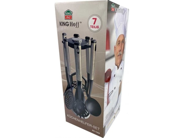Kinghoff KH 1569 set: 7 delar sil med räfflor/insats, skål, sked, spaghetti-server