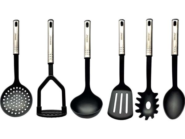 Kinghoff KH 1569 set: 7 delar sil med räfflor/insats, skål, sked, spaghetti-server