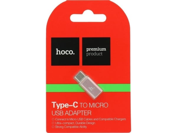 USB-adapter Hoco USB-C till microUSB - Rosa