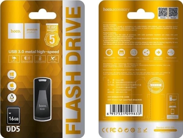 USB-minne Hoco Wisdom UD5, 16 GB (6957531099833)