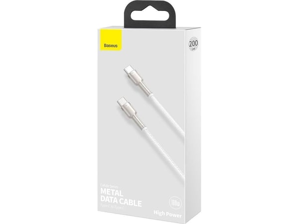 Baseus 6953156202375, 2 m, USB C, USB C, USB 2.0, 0,48 Gbit/s, Silver, Vit