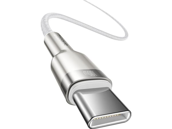Baseus 6953156202375, 2 m, USB C, USB C, USB 2.0, 0,48 Gbit/s, Silver, Vit