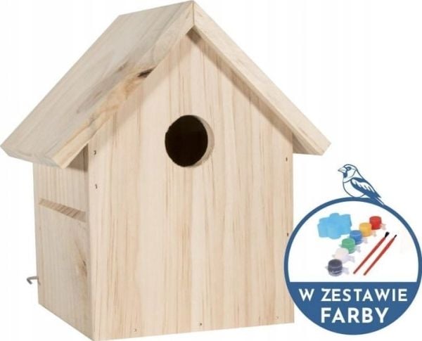 Garden&Fun fuglekasse i tre, 17x15,5x20,5 cm, for montering, med maling i settet