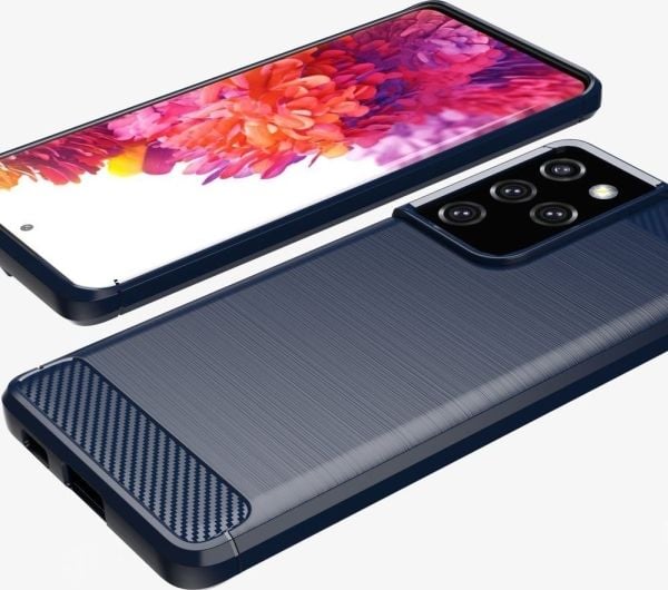 Hurtel Carbon Case fleksibelt deksel til Samsung Galaxy S21 Ultra 5G blå