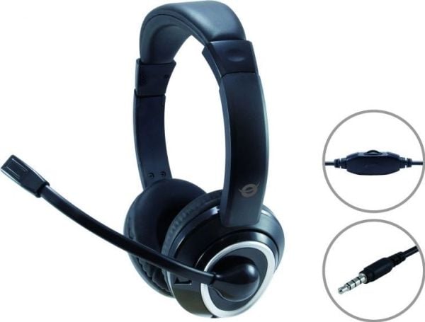 Conceptronic POLONA02B - Hodesett - on-ear - kablet - 3,5 mm jakk - svart