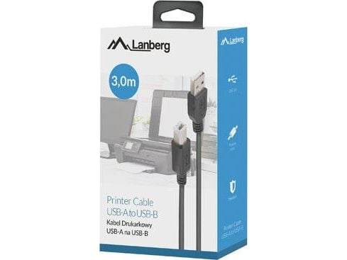 Lanberg - USB-kabel - USB (hann) til USB-type B (hann) - USB 2.0 - 3 m - svart