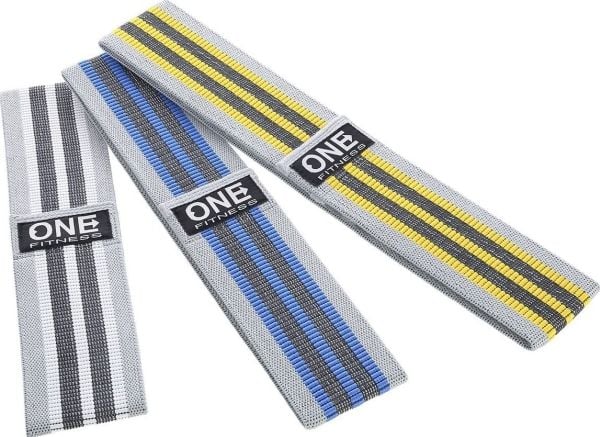 One Fitness Hip Band HB001 sett – ulike motstandsnivåer, flerfarget, 3 stk.