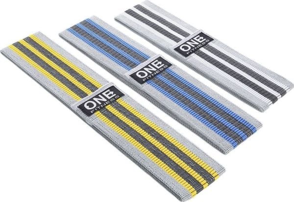 One Fitness Hip Band HB001 sett – ulike motstandsnivåer, flerfarget, 3 stk.