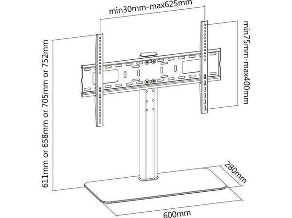 TECHly - Stativ - for LCD-skjerm - svart - skjermstørrelse: 32"-55" - skrivebord