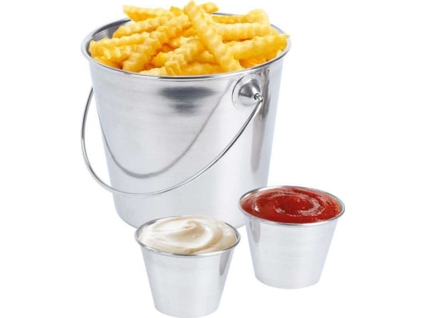 Utmerket husholdningsbøtte for FRIES forretter snacks + 2x boller for sauser dips