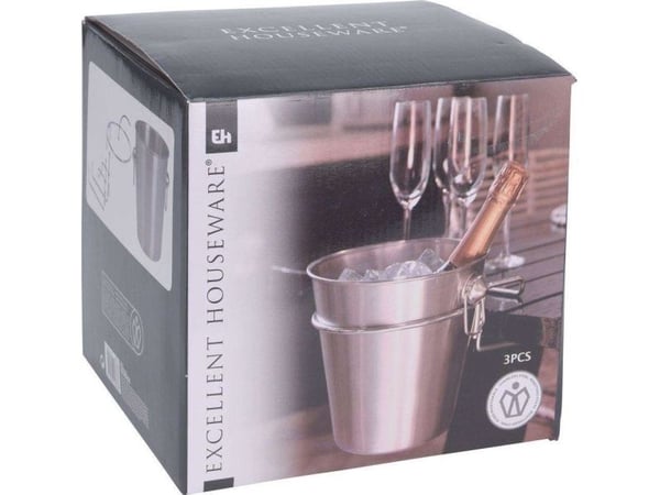 Utmerket husholdningsbøtte med håndtaksbeholder for is, champagne, vin, vodka, whiskyflaske