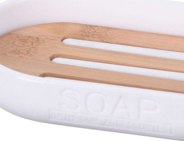 Bathroom Solutions tvålhållare i trä bambu vit