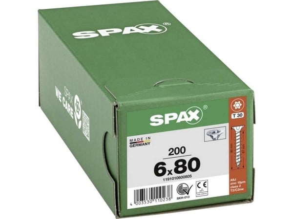 SPAX 1191010600805 Träskruv 6 mm 80 mm T-STAR Plus Stål WIROX 200 st