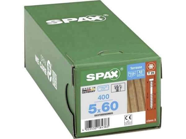 Terassiruuvit Sylinterin pää SPAX-D T-Star 5x60 mm TX25 A2 Irtopakkaus