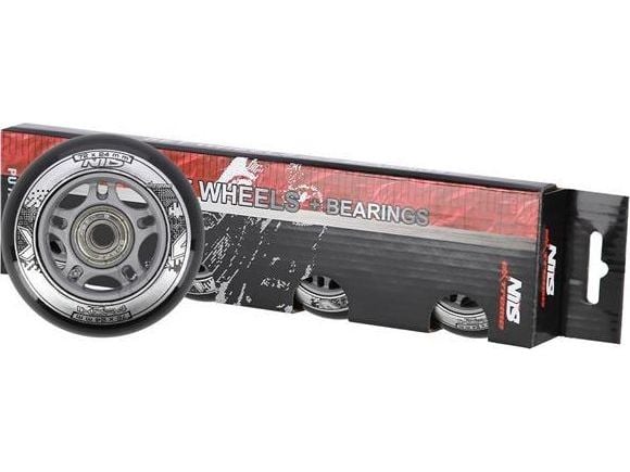 Nils Extreme PU 72x24 82A svart N (4 szt.) + ABEC-9 (8 szt.) NILS EXTREME