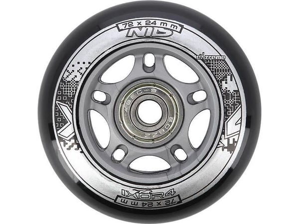 Nils Extreme PU 72x24 82A svart N (4 szt.) + ABEC-9 (8 szt.) NILS EXTREME