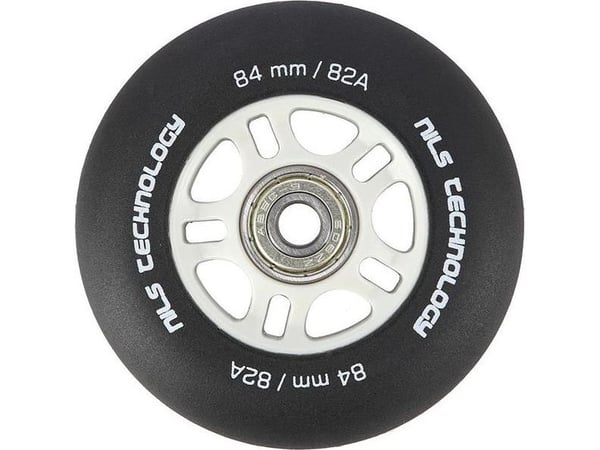 Nils Extreme PU 84x24 82A svarta matta (4 st) + ABEC-9 chrome (8 st) set