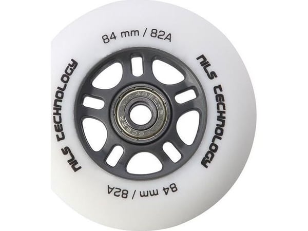 Nils Extreme PU 84x24 82A matt hvit (4 stk.) + ABEC-9 chrome (8 stk.) sett