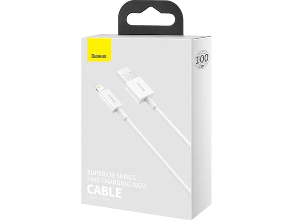 Baseus CALYS-A02, Hvit, USB A, Lightning, 1 m, Hankjønn, Hankjønn