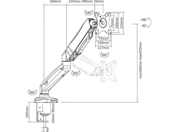 Cabletech skjermholder (17-32")