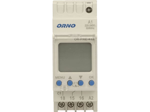 Elektronisk elektronisk timer, 52 program, 3 menyspråk, 2 moduler, DIN TH-35 mm