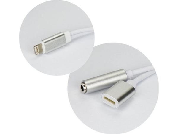 USB-adapter Partner Tele.com Lightning - 3,5 mm jack + Lightning - Silver (5901737400680)