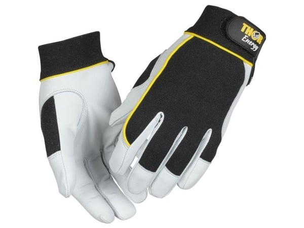 Vuohennahkakäsine, THOR Energy, 9, valkoinen, vuohennahka/spandex - (6 kpl)