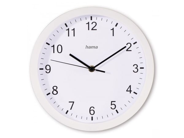 Hama Elba, Vegg, Kvartsklokke, Rund, Hvit, Plast, Glass