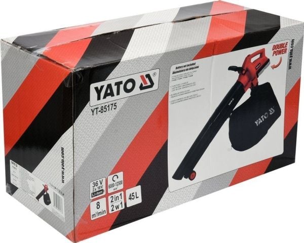 Yato YT-85175, Håndholdt løvblåser, 230 km/t, 8 m³/t, 45 l, Svart, Oransje, 12500 RPM - SOLO