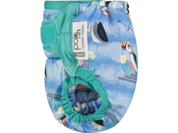 Close Caboo engangsbleie? (Nej) flergangsble-omslag V2 Blue Puffin med bambusfôr 3–16 kg, 1 stk