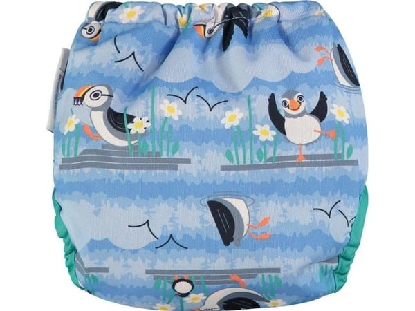 Close Caboo engangsbleie? (Nej) flergangsble-omslag V2 Blue Puffin med bambusfôr 3–16 kg, 1 stk