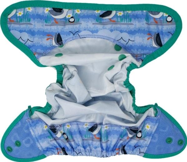 Close Caboo bleie-/overtrekk, tøybleie med trykknapper Blue Puffin 3-16 kg, 1 stk.