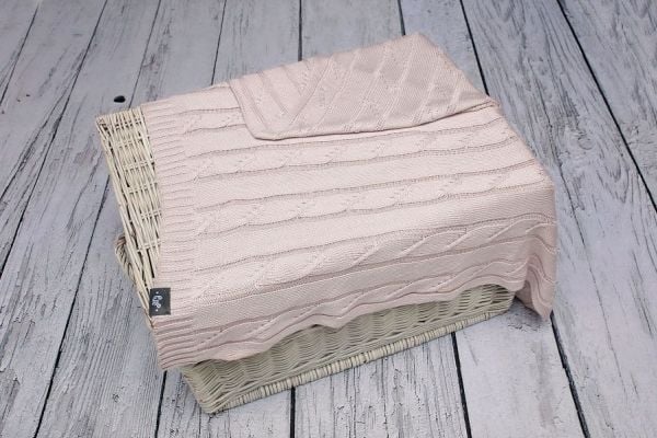 Pulp bambus sengeteppe med sølvioner (flette rosa)